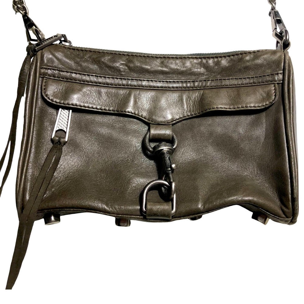 Rebecca Minkoff Mini MAC Olive Green Crossbody Shoulder Bag Silver Hardware